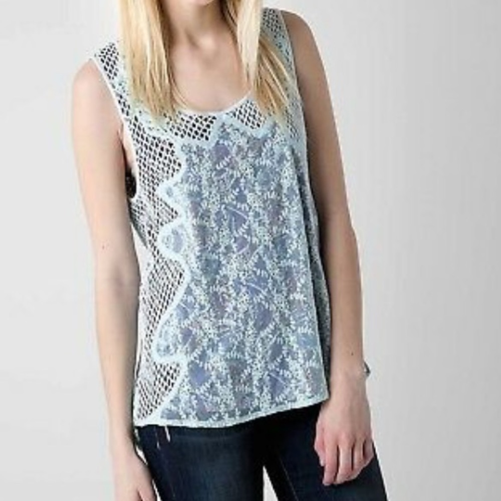 Gimmicks BKE lace teal cream Y2K tank top size small!